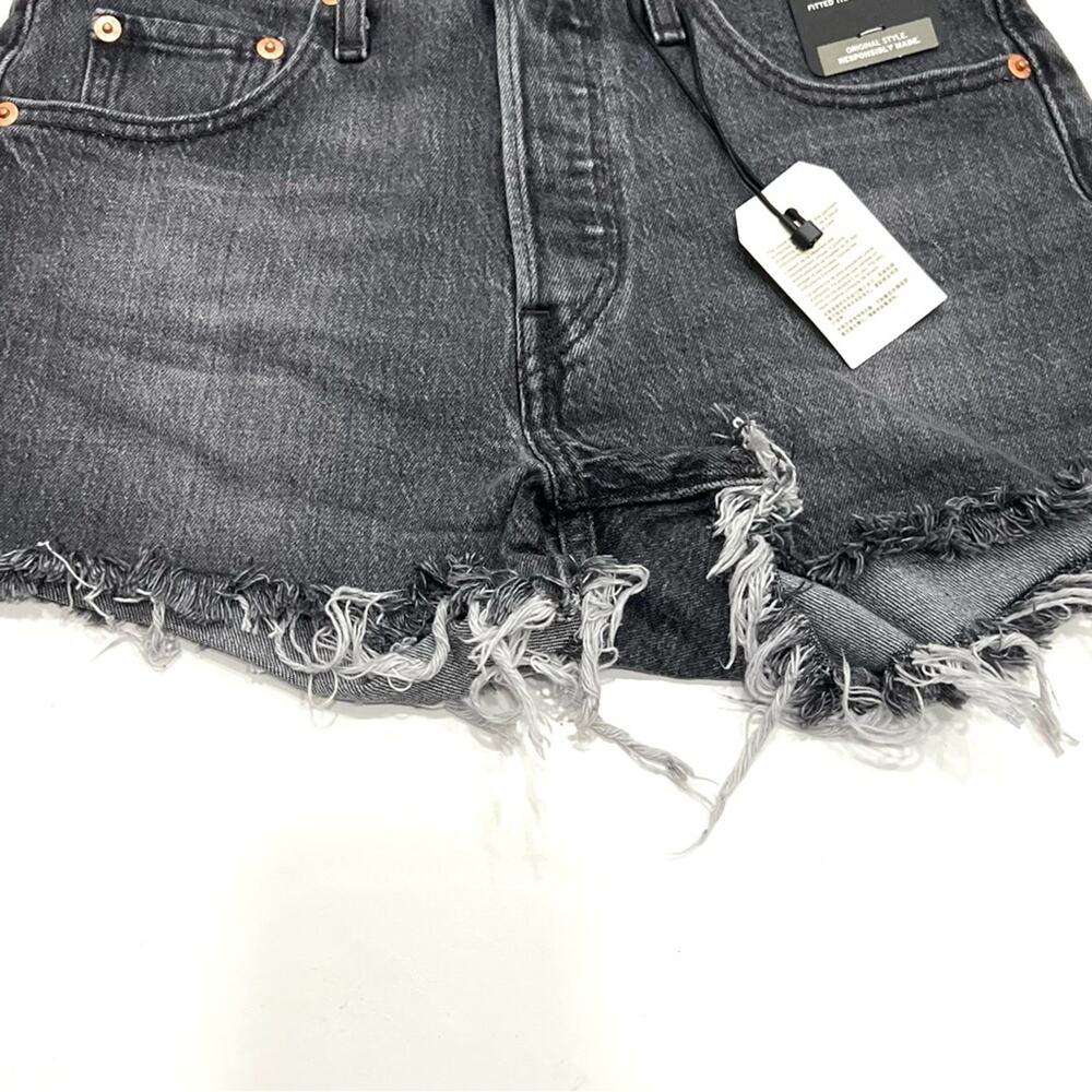 Levi’s 501 High-Rise Denim Shorts Cabo Rise Shorts BLACK sz 25 Button Fly - Picture 7 of 14